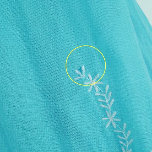 Gretchen Scott Large Top Cotton Gauze Embroidered Popover Sheer Blue Beachy - Picture 9 of 11